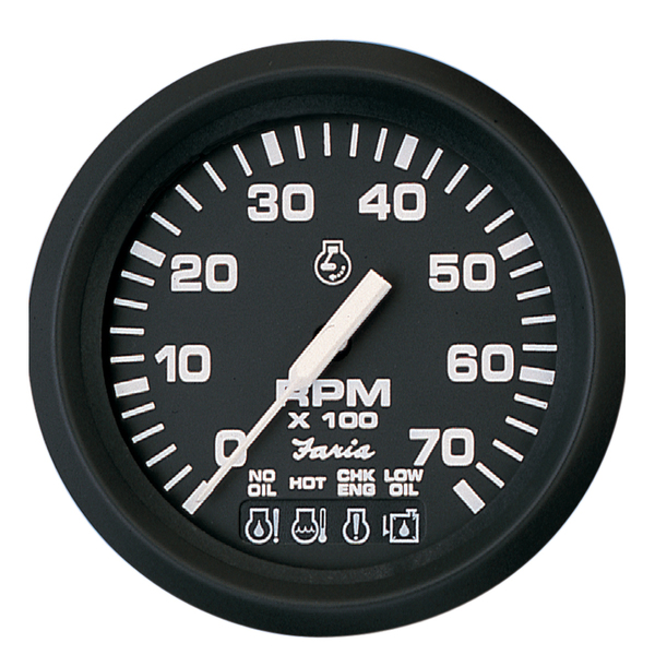 Faria Beede Instruments Euro Black 4" Tachometer w/Systemcheck Indicator - 7,000 RPM (Ga 32850